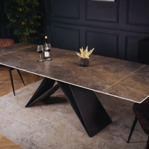 Extendable Sintered Stone Dining Table 180-260cm â€“ Apollo Vienna Black Gold