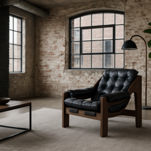 Genuine Leather Lounge Chair with Acacia Wood Frame â€“ Bahamas