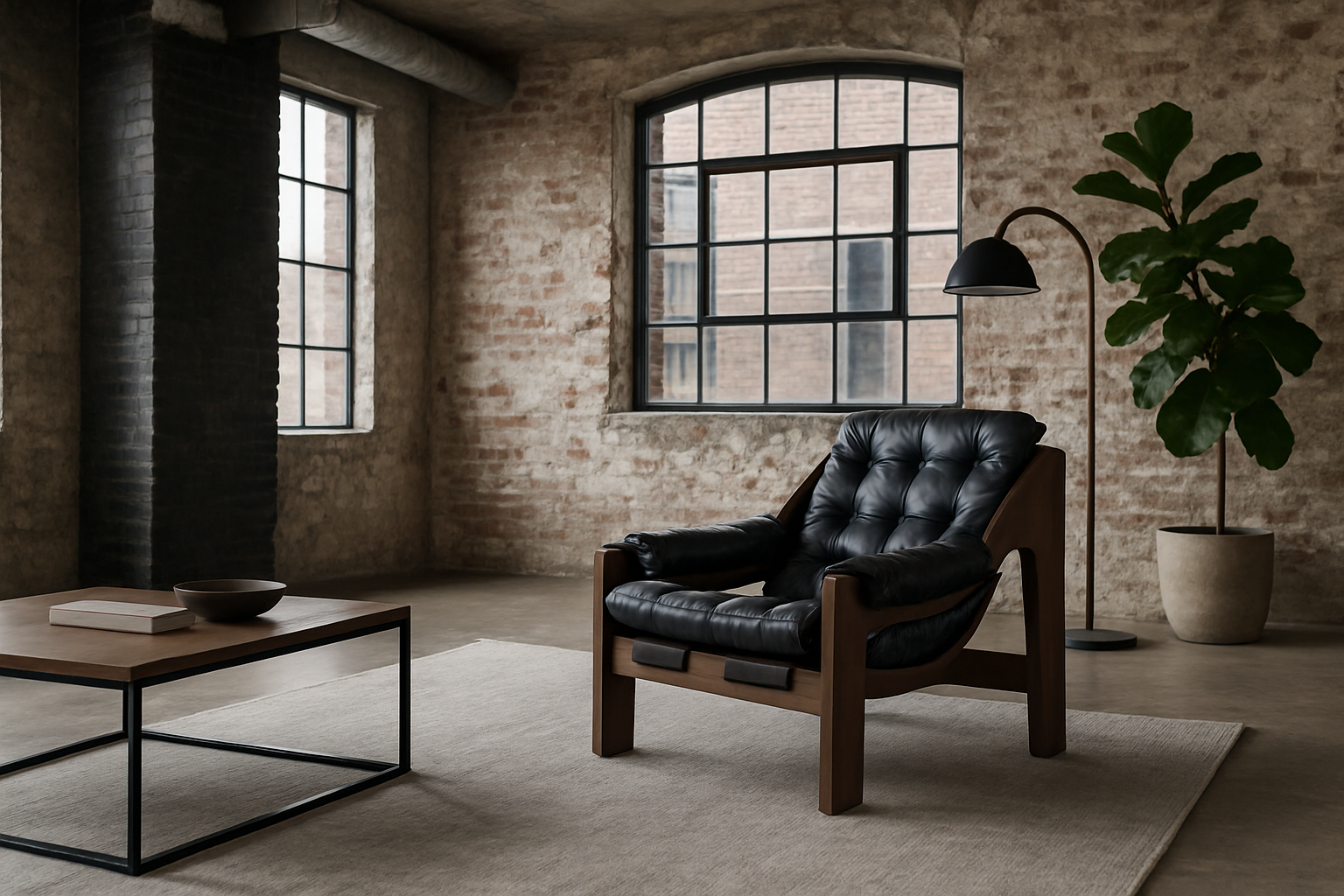 Genuine Leather Lounge Chair with Acacia Wood Frame – Bahamas