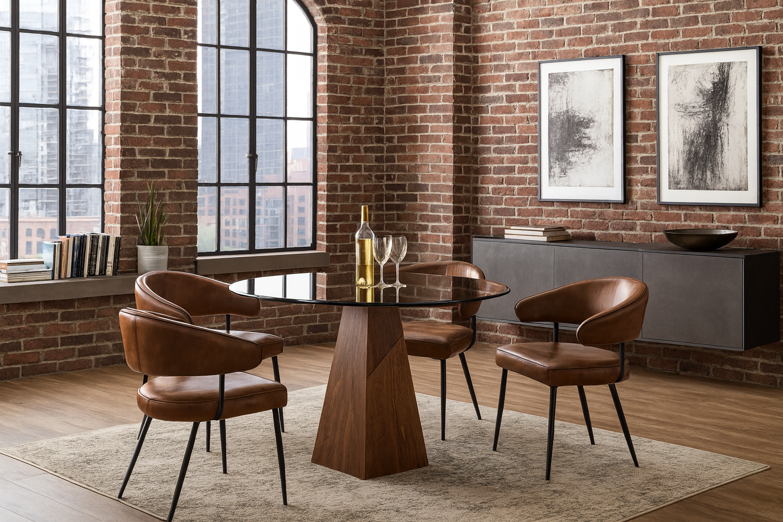 Genuine Leather Dining Chair Antique Brown with Black Legs – Vienna