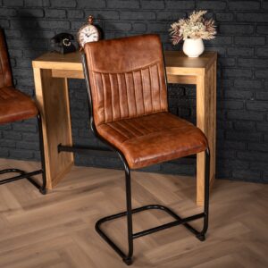 Genuine Leather Cantilever Bar Stool Brown â€“ Veneto