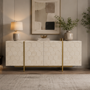 Solid Mango Wood White Sideboard With Gold Metal Legs 180cm â€“ Honeycomb