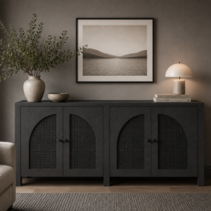 Solid Mango Wood Black Sideboard 198cm - Riviera Rattan Doors